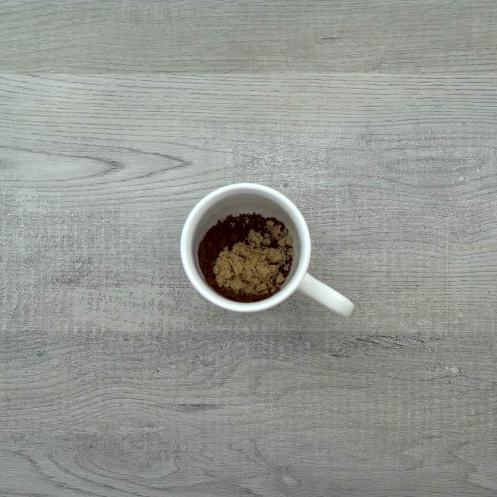 coffe powder and brown sugar in a mug