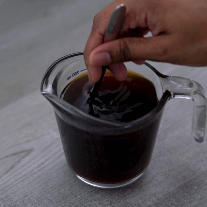 mixing the cold coffee