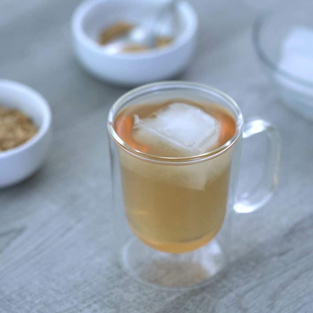 barley tea served chill with ice cubes