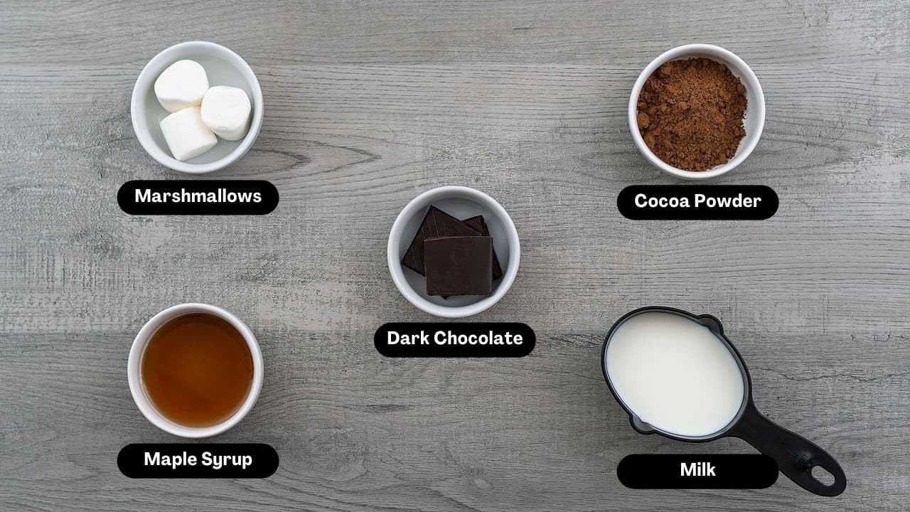 Hot Chocolate Ingredients on a table