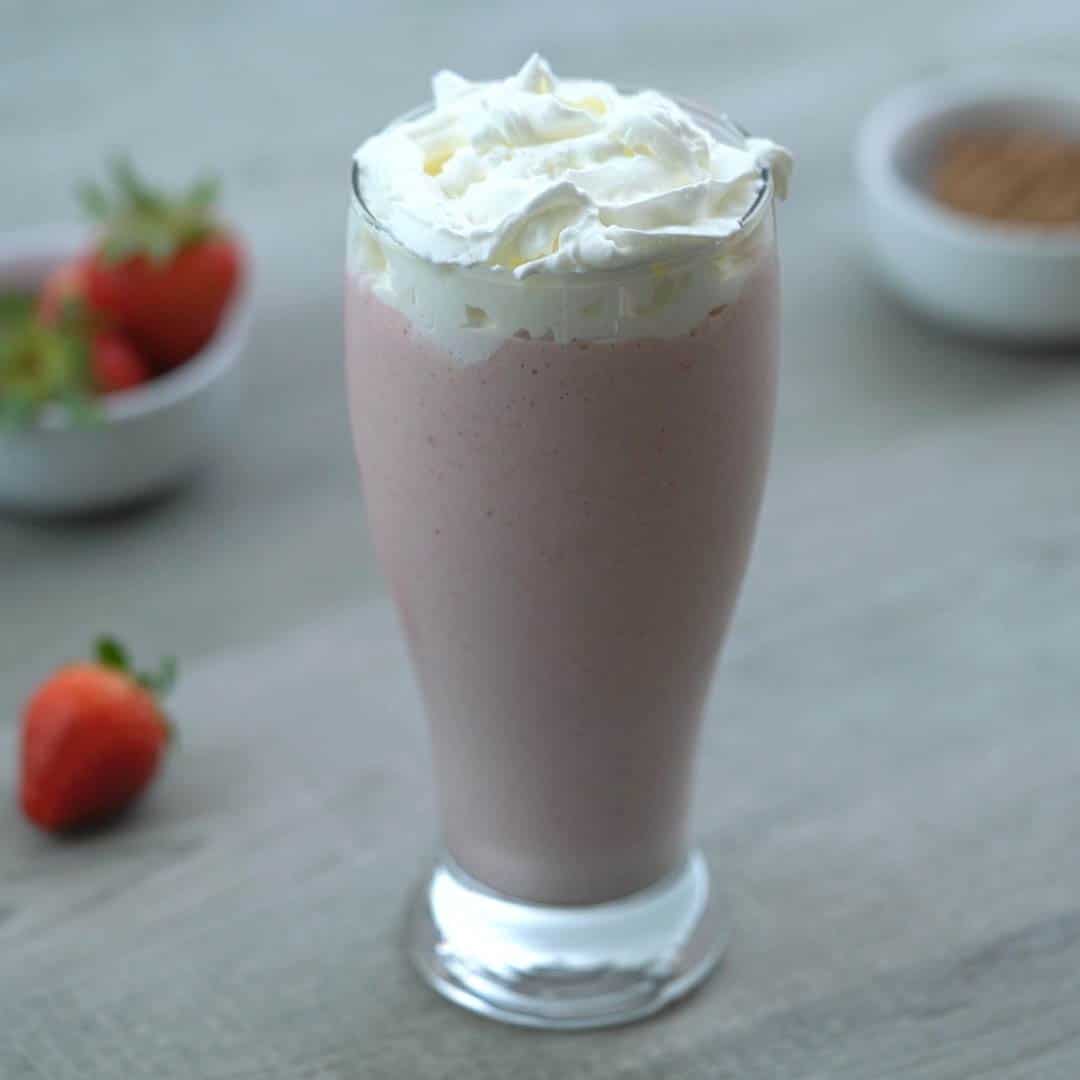 strawberry milkshake is served