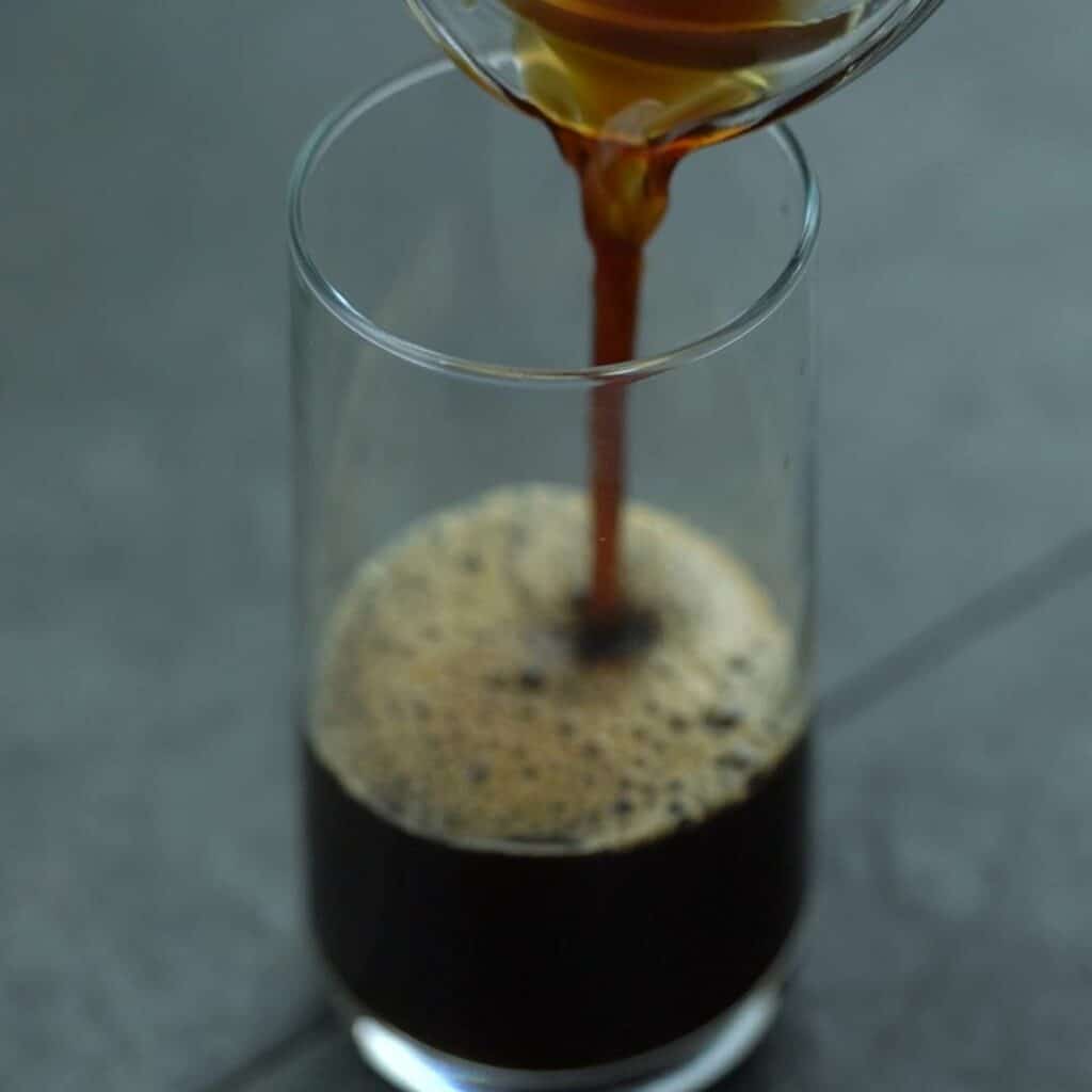 pouring espresso coffee