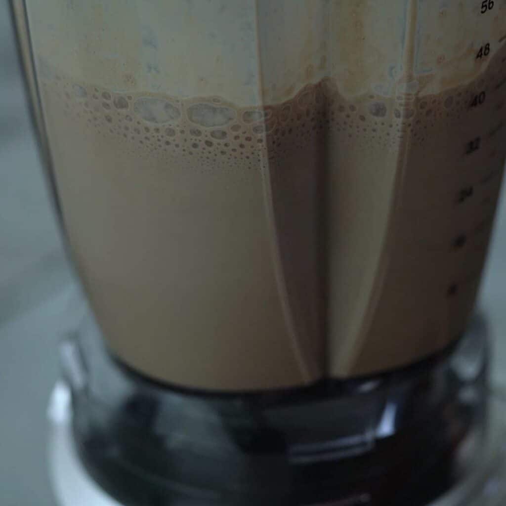 blending the hot chocolate in blender