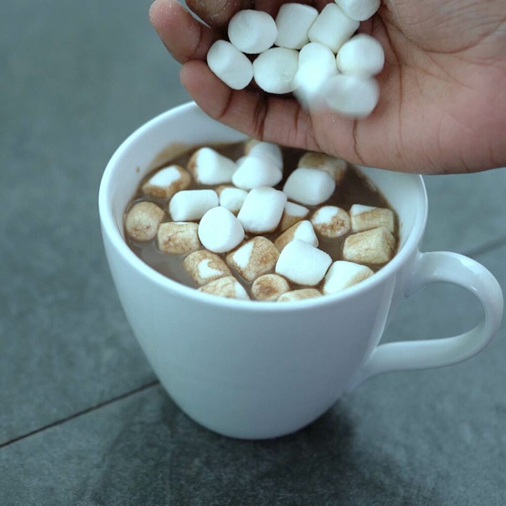 adding marshmallow to Hot Cocoa
