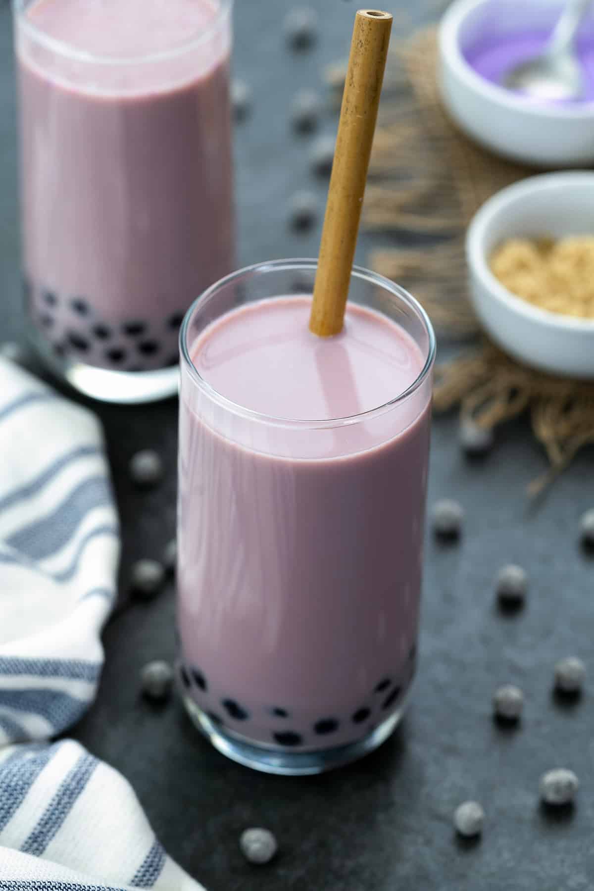 Taro Milk Tea in a glass