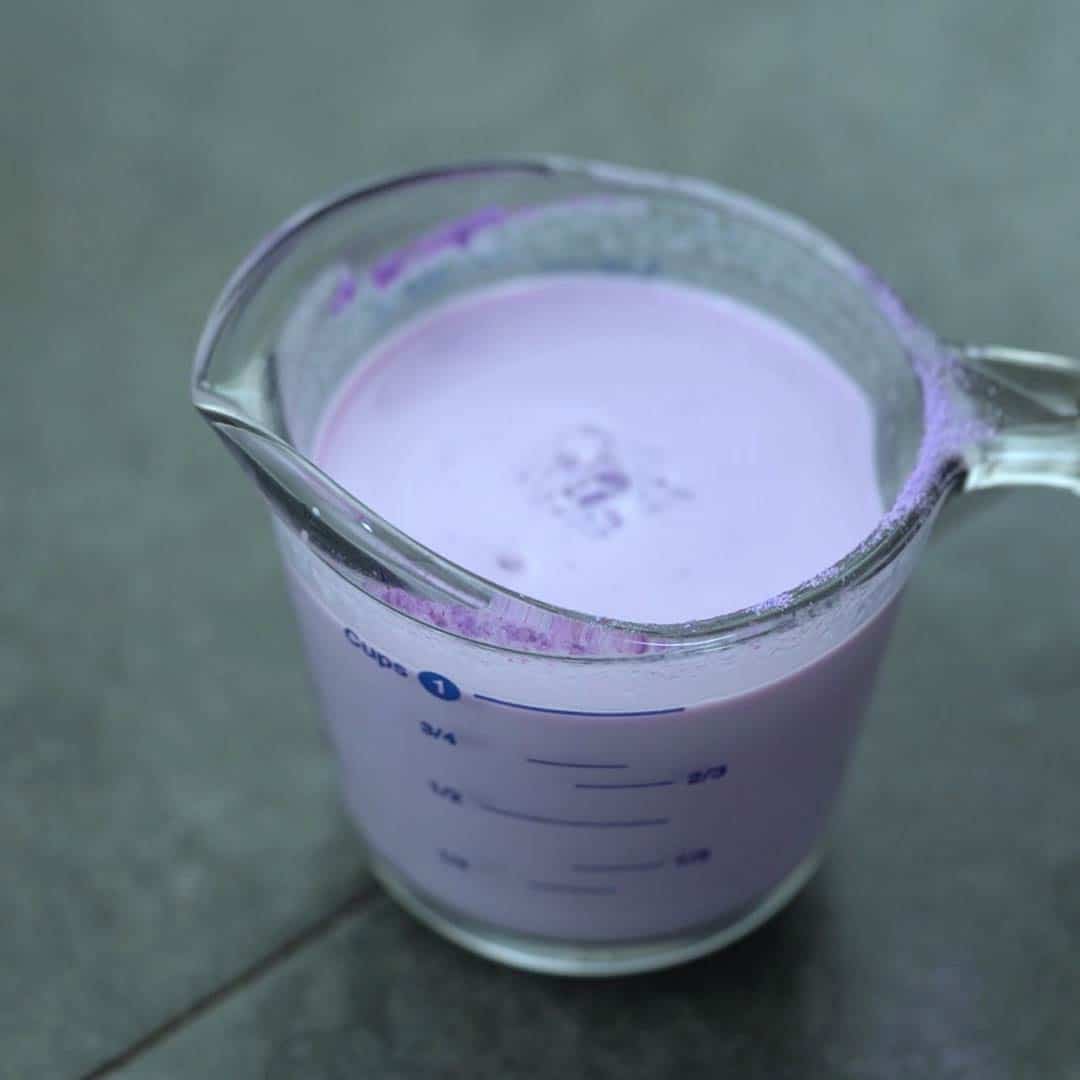 Taro milk in a mug