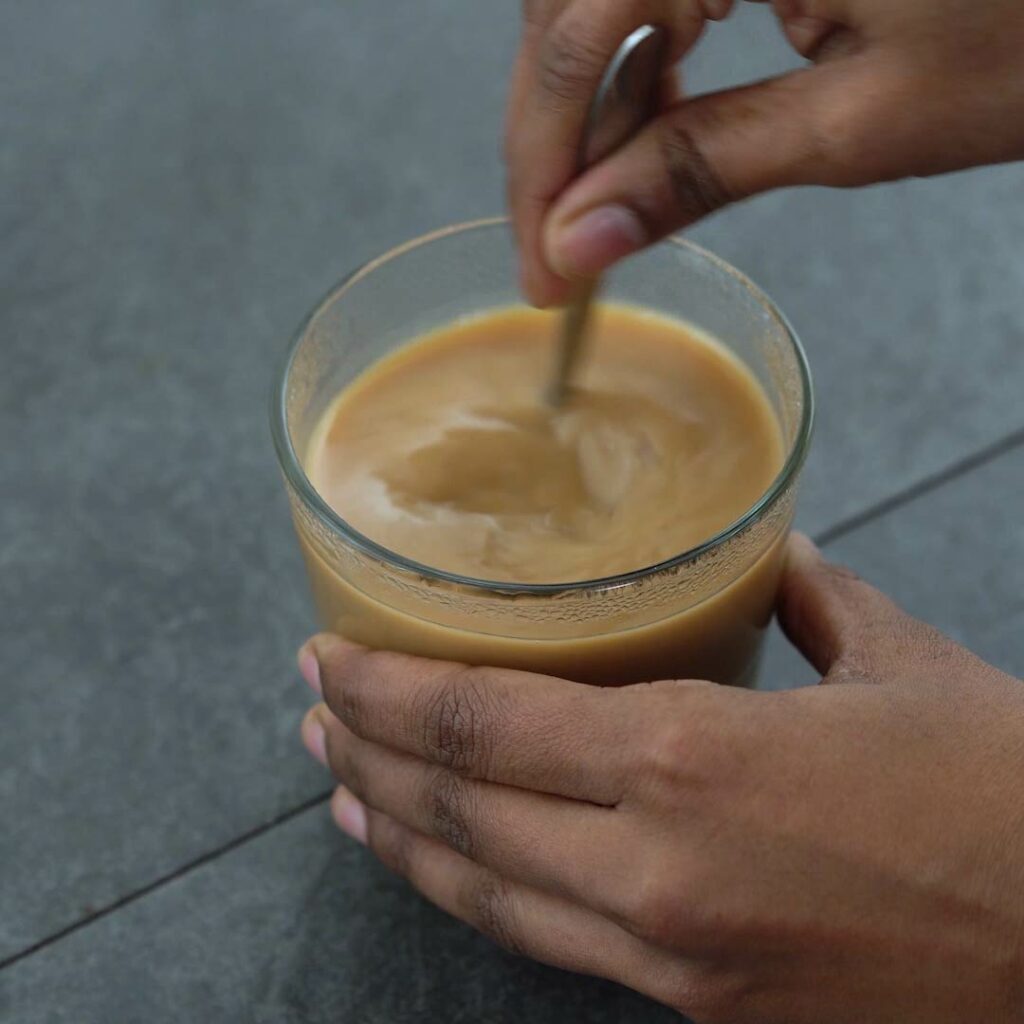 mixing Vietnamese coffee