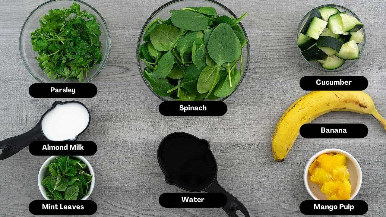 Green Smoothie Ingredients on a table
