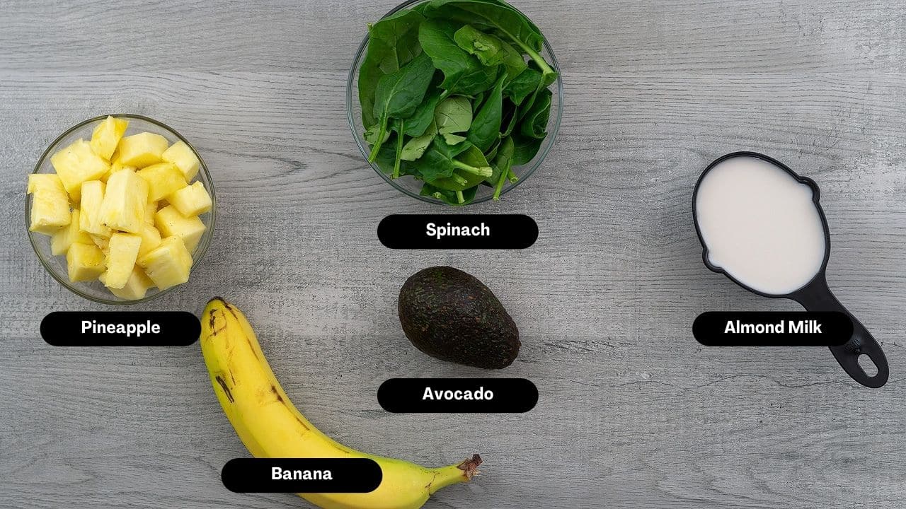 Avocado Smoothie Ingredients on a table