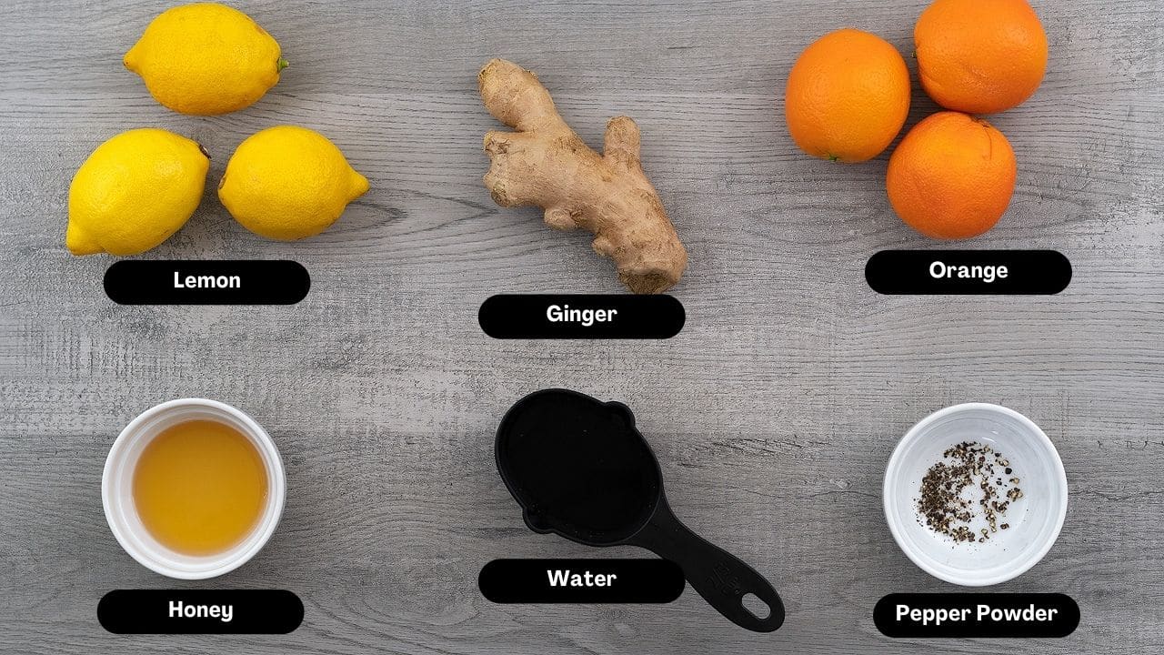 Ginger Shots Ingredients on a table