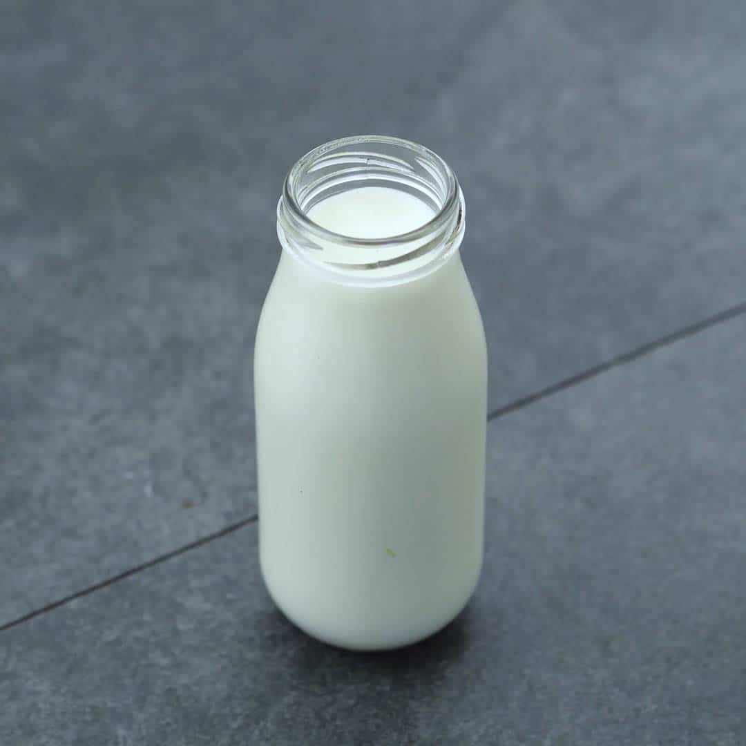 Buttermilk is filled in the milk bottle