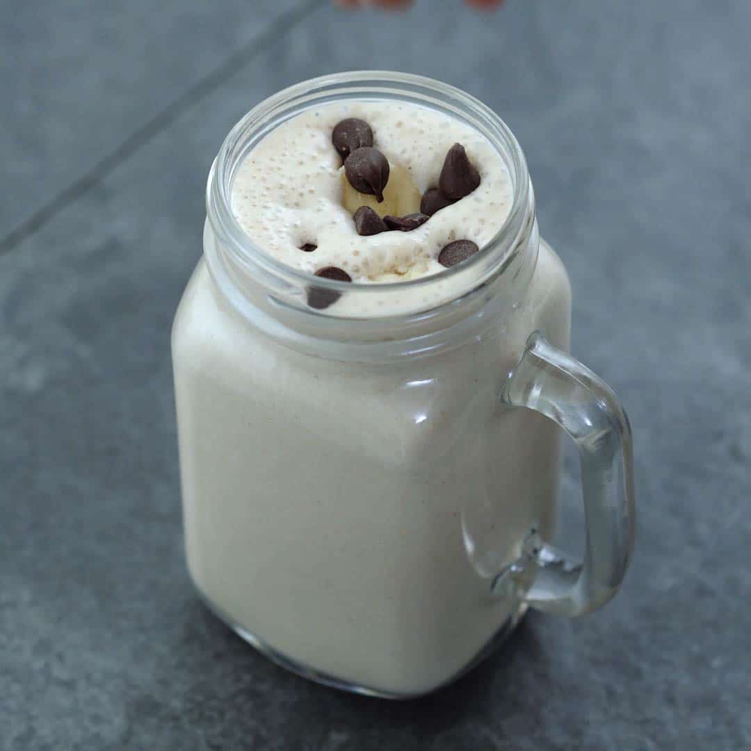 Peanut Butter Banana Smoothie served in a mug