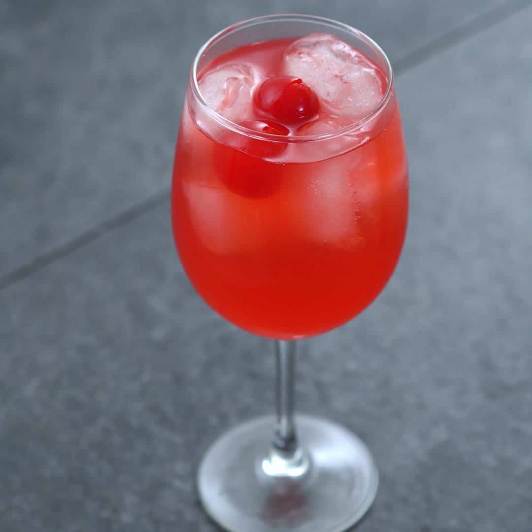 Shirley Temple Drink served in a serving glass