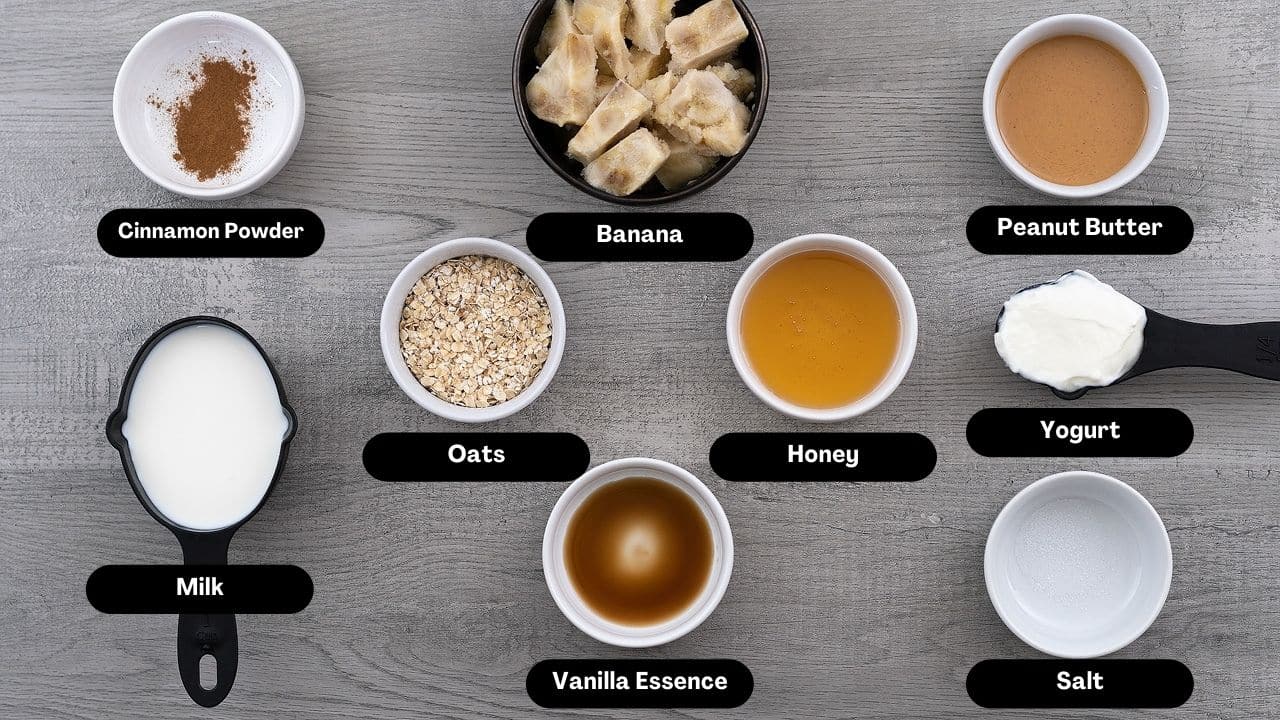 Oatmeal Smoothie Ingredients on a table