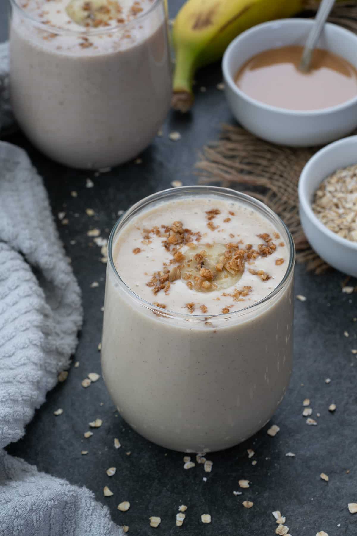 Fresh Oatmeal Smoothie in a glass