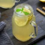 Homemade Lemonade in a serving glass mug