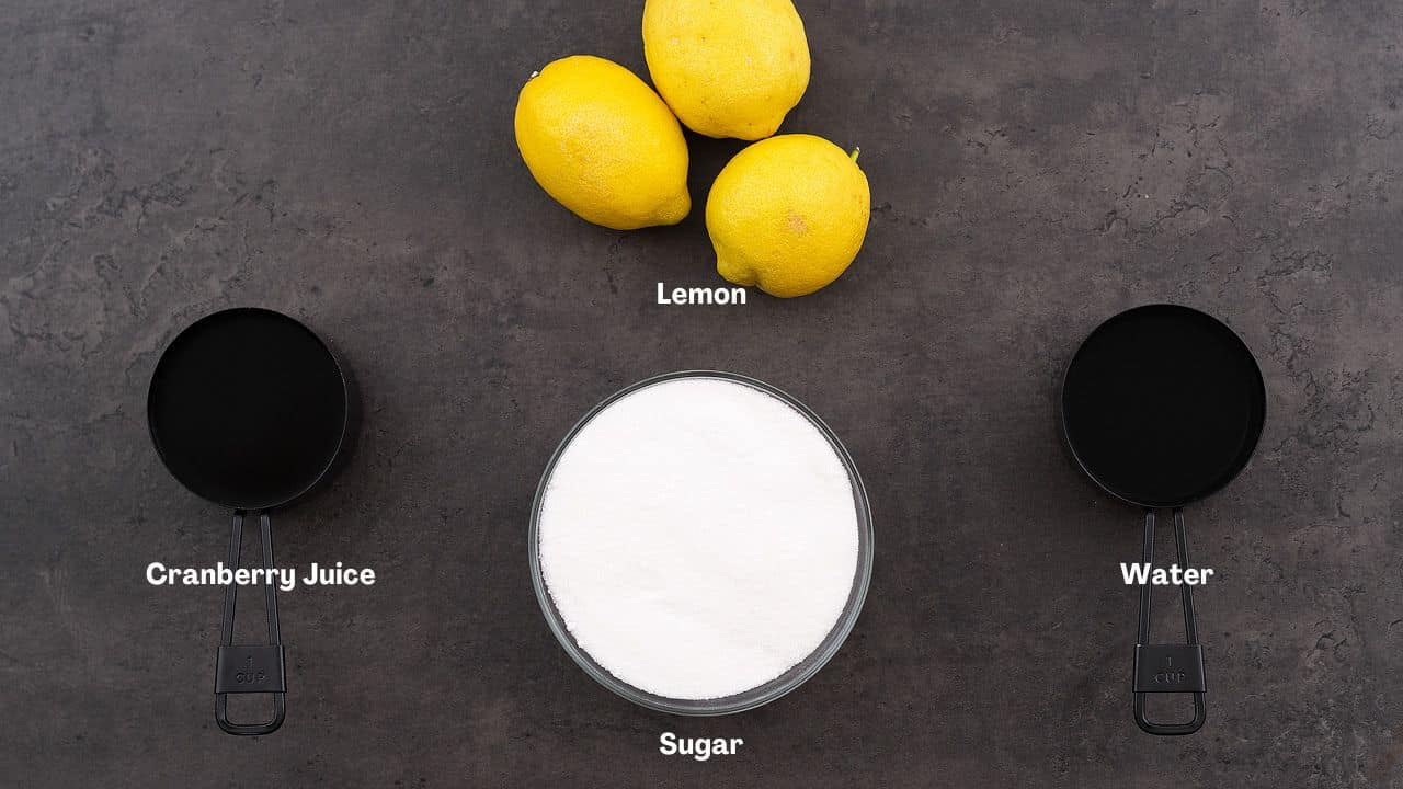 Pink Lemonade ingredients placed on a gray table