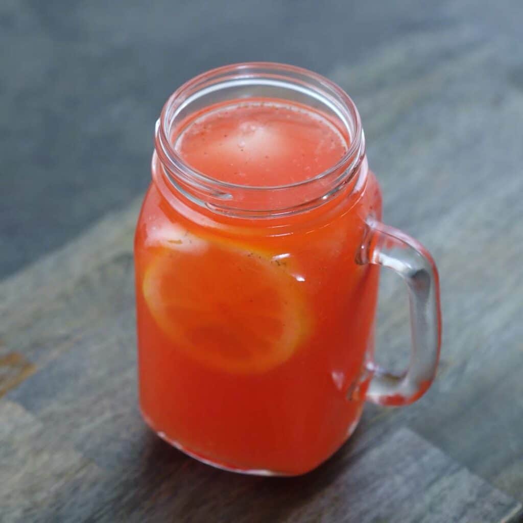 Strawberry Lemonade served in a serving mug