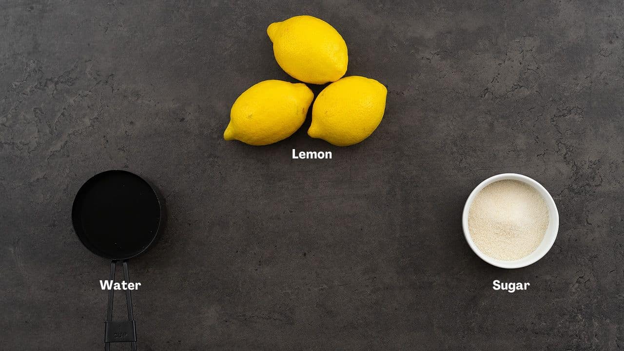 Lemon Juice recipe ingredients placed on a table